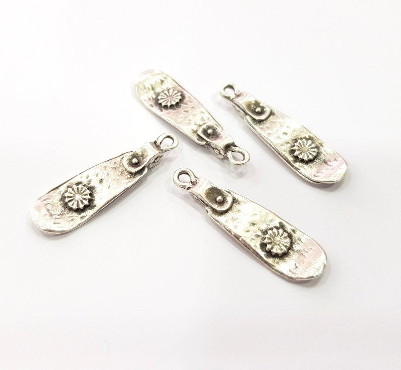 5 Silver Charms Antique Silver Plated Charms (31x9mm)  G16166