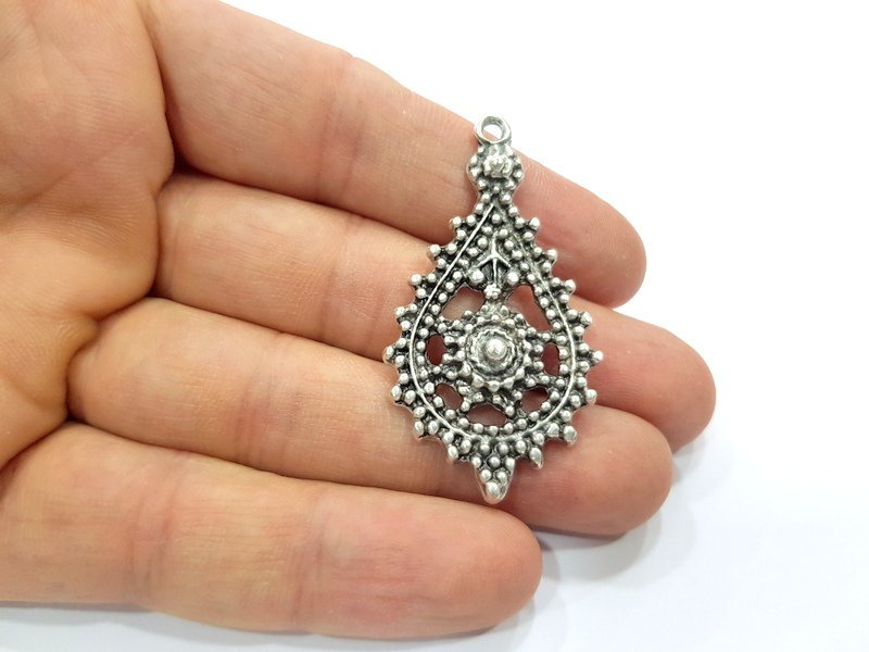 2 Silver Charms Antique Silver Plated Charms (51x28mm)  G16455