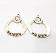 2 Silver Charms Antique Silver Plated Charms (52x39mm)  G17050