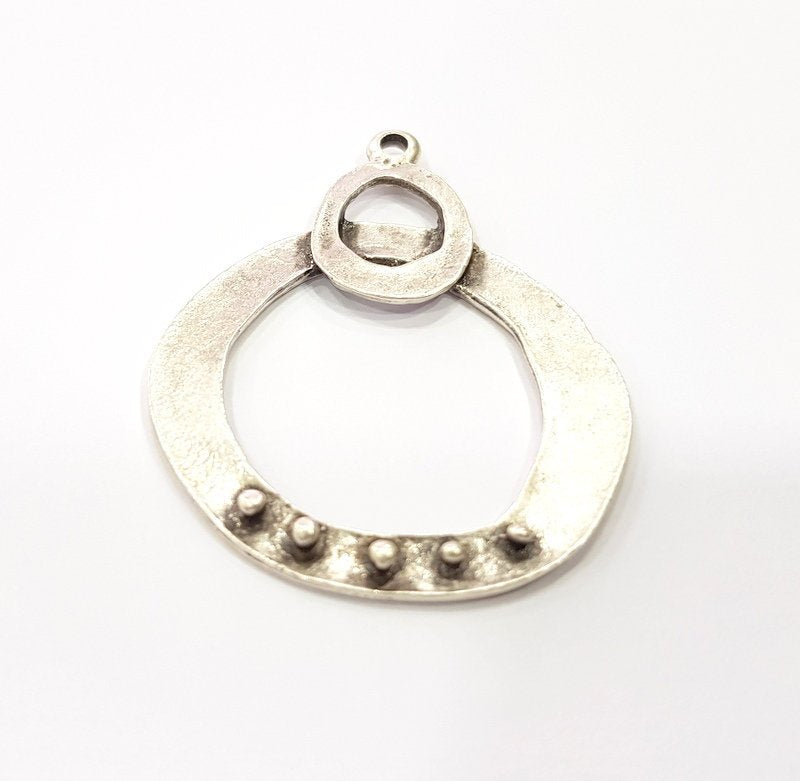 2 Silver Charms Antique Silver Plated Charms (52x39mm)  G17050