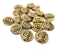 5 Spiral Beads 12 mm Antique Bronze Plated Metal  G16177