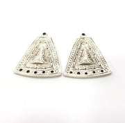 2 Silver Charms Connector Findings Antique Silver Plated Metal Charms (31x26mm)  G16179