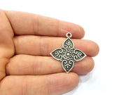 2 Silver Charms Connector Findings Antique Silver Plated Metal Charms (36x33mm)  G16302