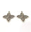 2 Silver Charms Connector Findings Antique Silver Plated Metal Charms (36x33mm)  G16302