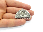 2 Silver Charms Connector Findings Antique Silver Plated Metal Charms (42x24mm)  G16185