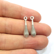 10 Silver Charms Antique Silver Plated Charms (24x6mm)  G16187