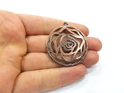 2 Rose Charm Antique Copper Charm (41mm) G16190