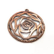 2 Rose Charm Antique Copper Charm (41mm) G16190
