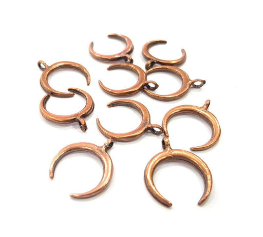10 Crescent Charm Antique Copper Plated Metal (20x17mm) G16196