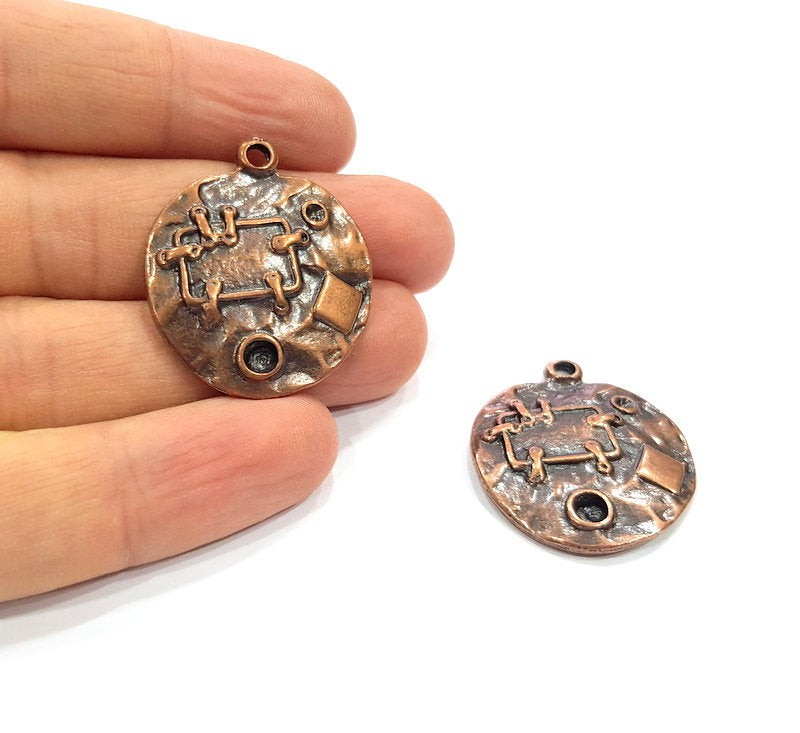 2 Copper Charm Antique Copper Charm (34x29mm) G16198