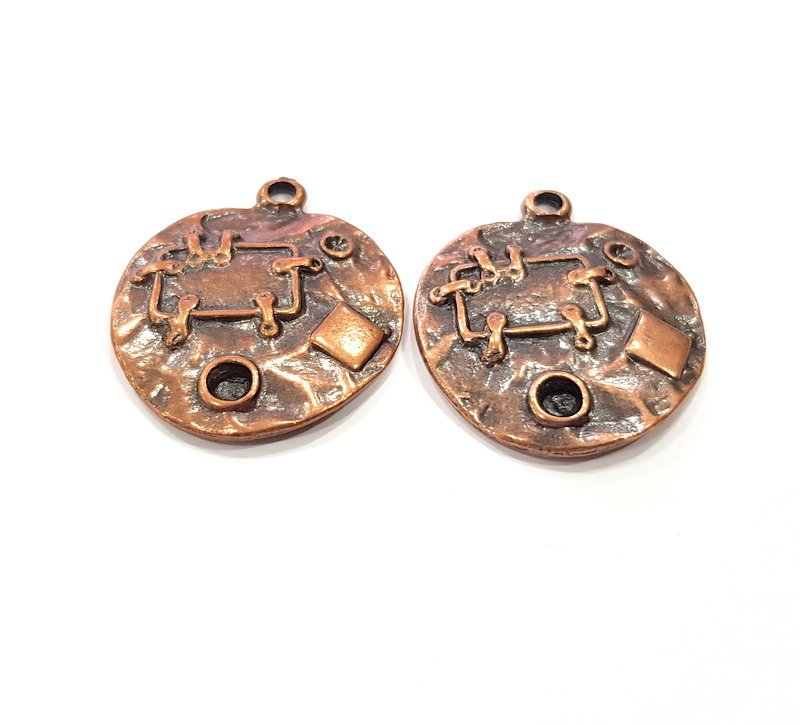 2 Copper Charm Antique Copper Charm (34x29mm) G16198