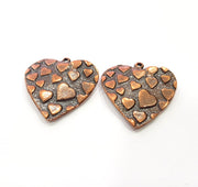 2 Heart Charm Antique Copper Charm (29mm) G16209