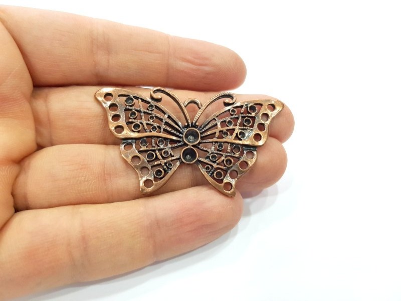 2 Butterfly Charm Antique Copper Charm (57x32mm) G16210