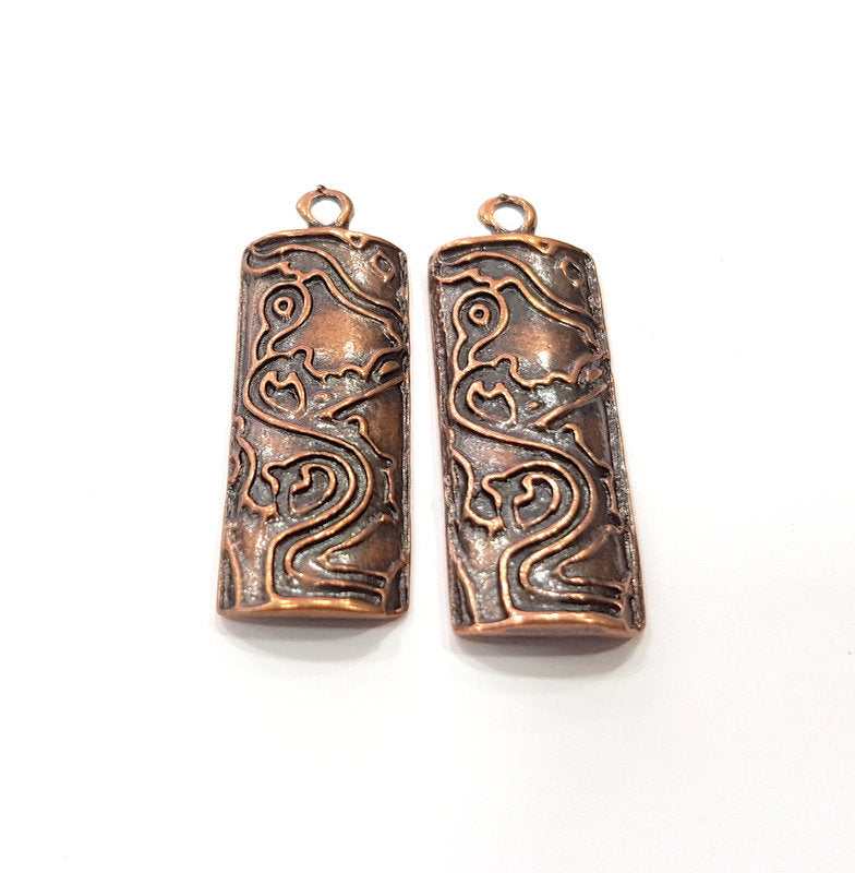 2 Copper Charm Antique Copper Charm (40x14mm) G16217