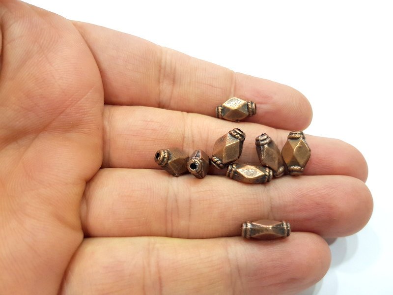 10 Copper Beads 12x7 mm Antique Copper Plated Metal G16224