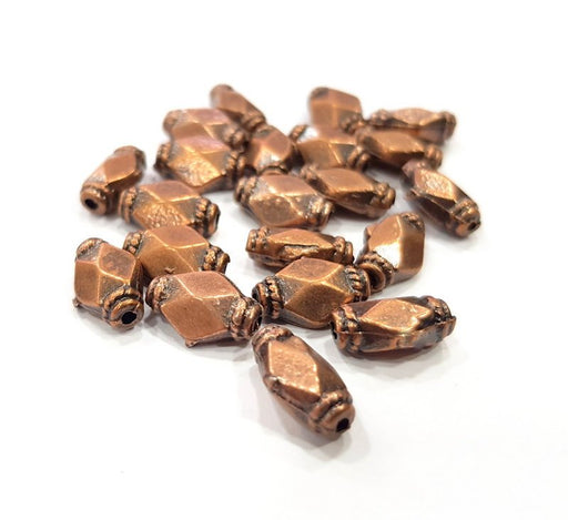 10 Copper Beads 12x7 mm Antique Copper Plated Metal G16224