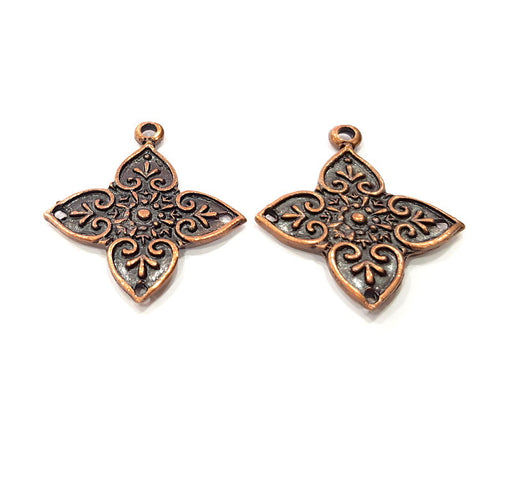 2 Copper Charm Connector Antique Copper Charm (37x32mm) G16228