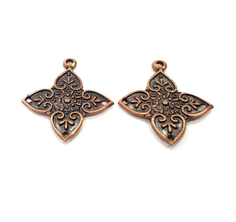 2 Copper Charm Connector Antique Copper Charm (37x32mm) G16228