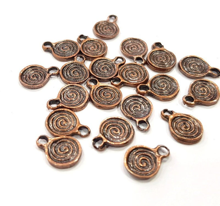 20 Spiral Charm Antique Copper Charm (11x8mm) G16231