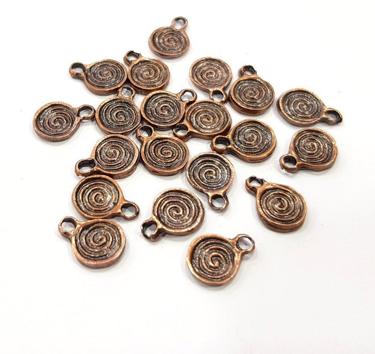 20 Spiral Charm Antique Copper Charm (11x8mm) G16231