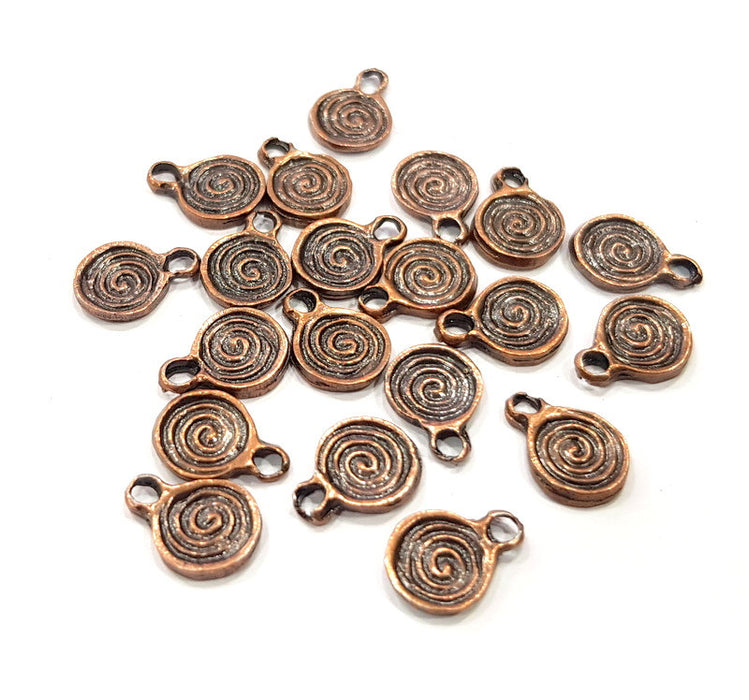 20 Spiral Charm Antique Copper Charm (11x8mm) G16231