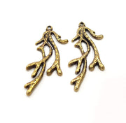 4 Coral Charm Antique Bronze Charm Antique Bronze Plated Metal  (44x19mm) G16232