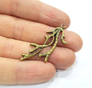 4 Coral Charm Antique Bronze Charm Antique Bronze Plated Metal  (44x19mm) G16232