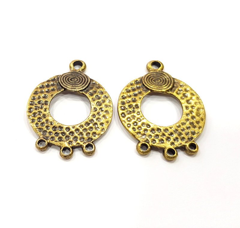 2 Antique Bronze Charm Connector Antique Bronze Plated Metal  (33x24mm) G16233