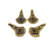 4 Antique Bronze Charm Antique Bronze Plated Metal  (27x16mm) G16234