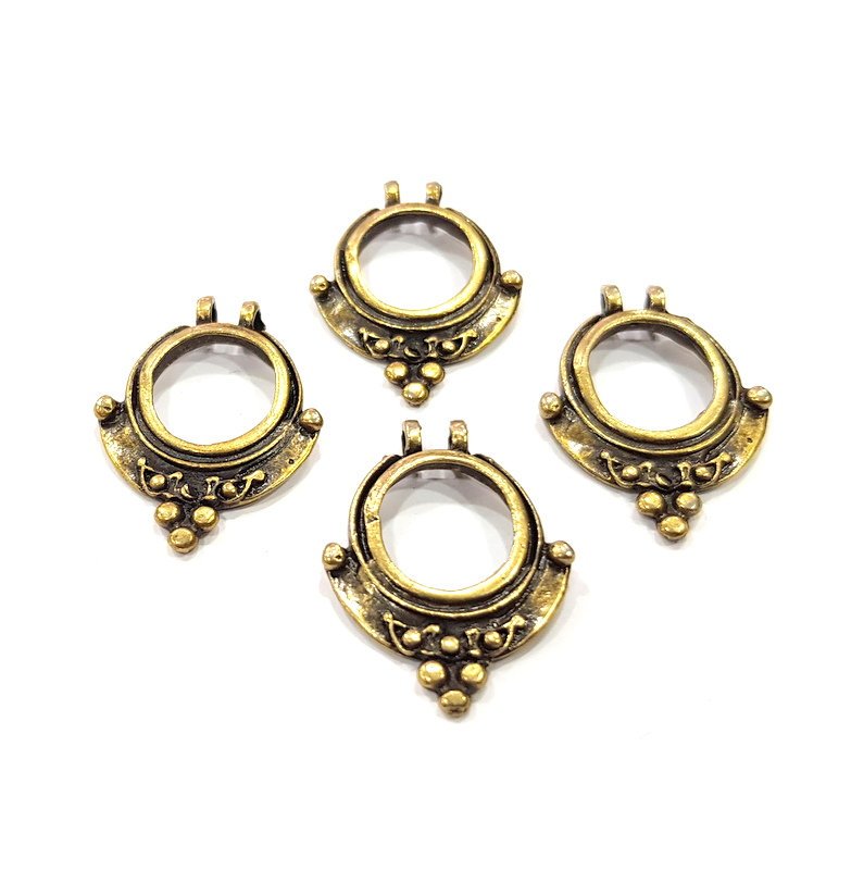 4 Antique Bronze Charm Antique Bronze Plated Metal  (27x20mm) G16236