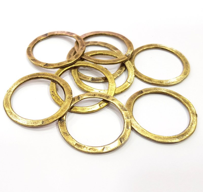 10 Circle Connector Findings Antique Bronze Plated Findings (27mm) G16244