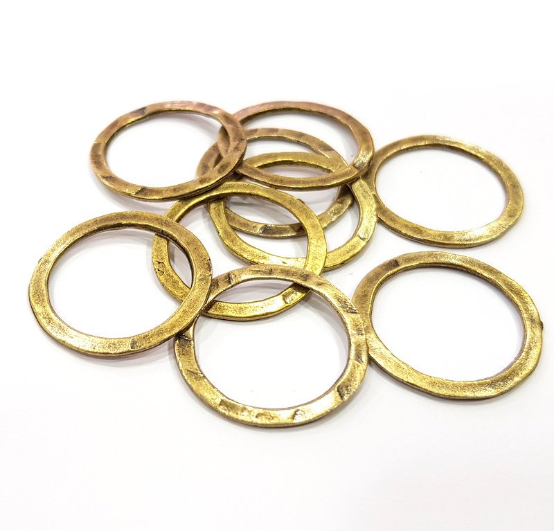 10 Circle Connector Findings Antique Bronze Plated Findings (27mm) G16244