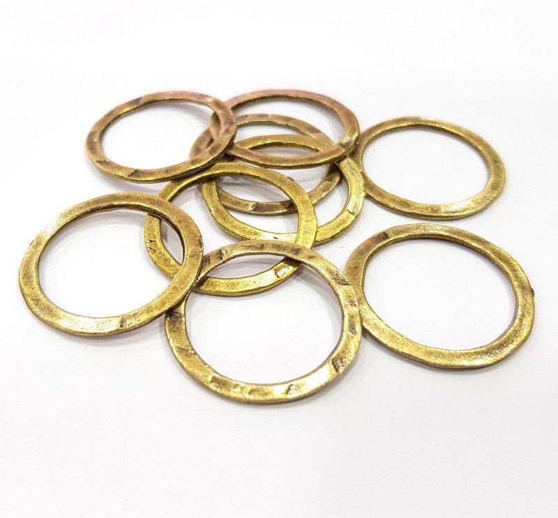 10 Circle Connector Findings Antique Bronze Plated Findings (27mm) G16244