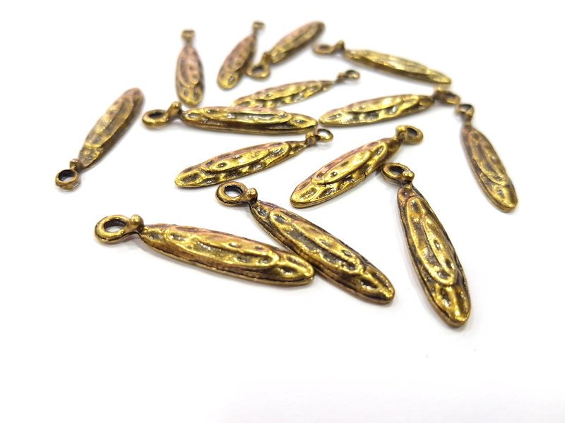 10 Antique Bronze Charm Antique Bronze Plated Charm (27x5mm) G16246