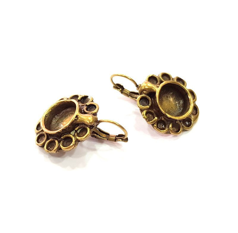 Earring Blank Backs Antique Bronze Resin Base inlay Cabochon Mountings Setting Antique Bronze Plated Brass (10mm blank) 1 pair G15425