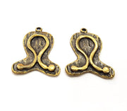 2 Antique Bronze Charm Antique Bronze Plated Charm (38x30mm) G16248