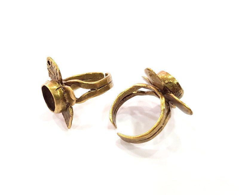 Antique Bronze Ring Blank Backs Ring Setting inlay Blank Mosaic Bezel Base Cabochon Mountings (10mm Blank)Antique Bronze Plated Brass G15427
