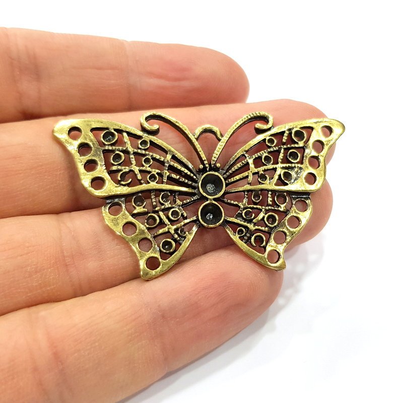 2 Butterfly Charm Antique Bronze Charm (57x32mm) G16257
