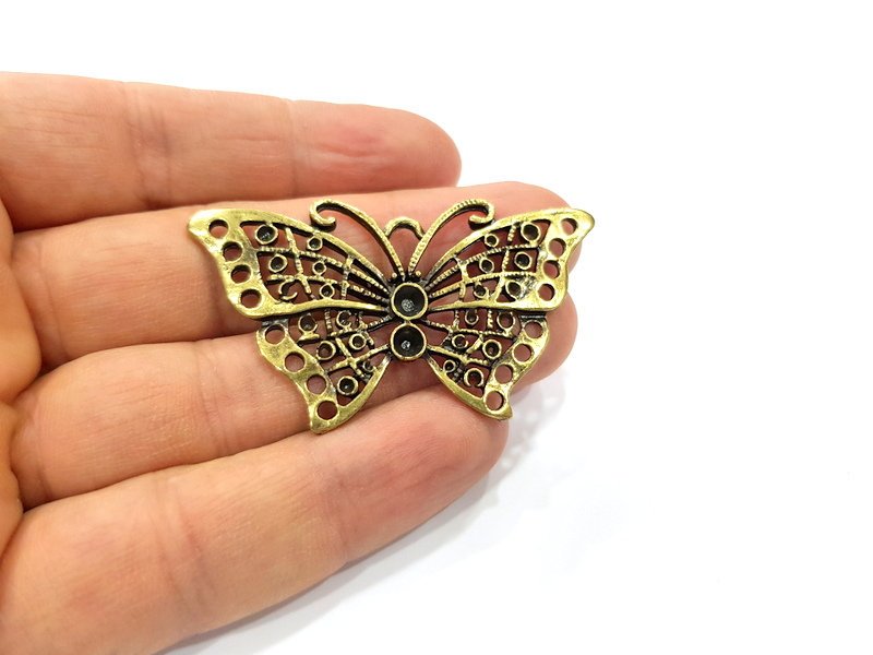 2 Butterfly Charm Antique Bronze Charm (57x32mm) G16257