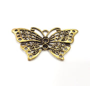 2 Butterfly Charm Antique Bronze Charm (57x32mm) G16257