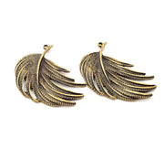 2 Feather Charm Antique Bronze Charm (42x38mm) G16258