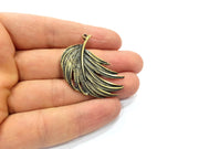 2 Feather Charm Antique Bronze Charm (42x38mm) G16258