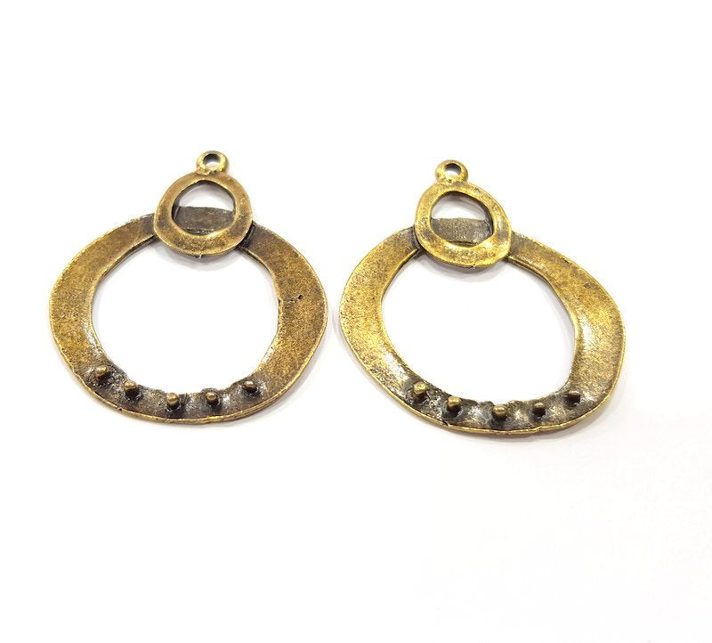 2 Antique Bronze Charm Antique Bronze Plated Charm (50x39mm) G16260