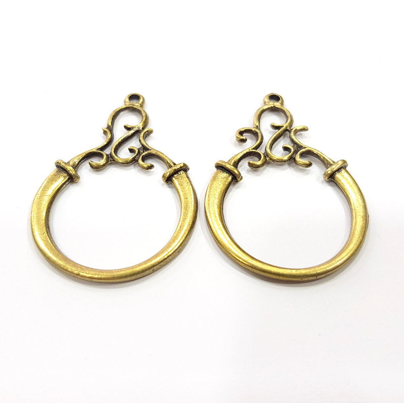 2 Antique Bronze Charm Antique Bronze Plated Charm (52x35mm) G16267