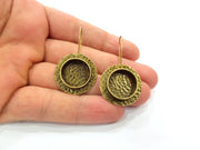 Earring Blank Backs Antique Bronze Resin Base inlay Cabochon Mountings Setting Antique Bronze Plated Brass (16mm blank) 1 pair G15430