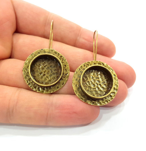 Earring Blank Backs Antique Bronze Resin Base inlay Cabochon Mountings Setting Antique Bronze Plated Brass (16mm blank) 1 pair G15430