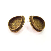 Earring Blank Backs Antique Bronze Resin Base inlay Cabochon Mountings Setting Antique Bronze Plated Brass (20x15mm blank) 1 pair G15431