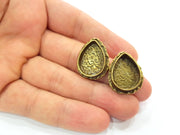 Earring Blank Backs Antique Bronze Resin Base inlay Cabochon Mountings Setting Antique Bronze Plated Brass (20x15mm blank) 1 pair G15431