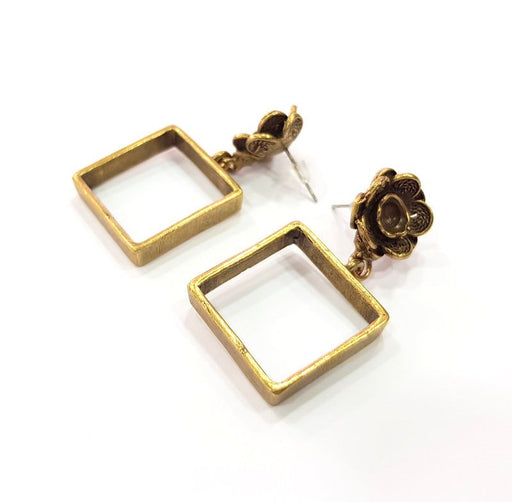 Earring Blank Backs Antique Bronze Resin Base inlay Cabochon Mountings Setting Antique Bronze Plated Brass (6mm blank) 1 pair G15434