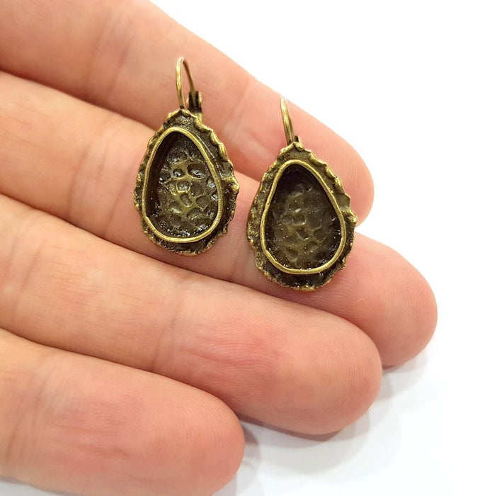 Earring Blank Backs Antique Bronze Resin Base inlay Cabochon Mountings Setting Antique Bronze Plated Brass (14x10mm blank) 1 pair G15435